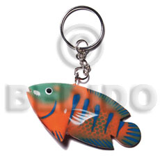 fish handpainted wood keychain 73mmx35mm / can be personalized  text - Keychain