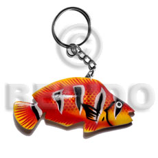 fish handpainted wood keychain 90mmx50mm / can be personalized  text - Keychain