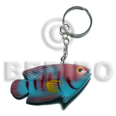 Fish handpainted wood keychain 73mmx35mm Keychain