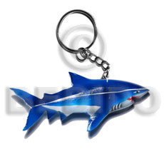 Shark handpainted wood keychain 110mmx50mm Keychain