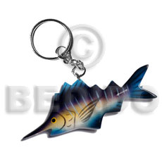 fish handpainted wood keychain 95mmx40mm / can be personalized  text - Keychain