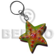 starfish handpainted wood keychain 65mm / can be personalized  text - Keychain