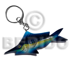 Fish handpainted wood keychain 110mmx40mm Keychain