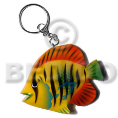 hand made Fish handpainted wood keychain 50mmx65mm Keychain