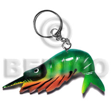 shrimp handpainted wood keychain 80mmx55mm / can be personalized  text - Keychain