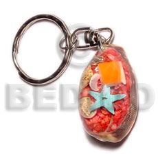 sigay  laminated seahells / can be personalized  text inside - Keychain