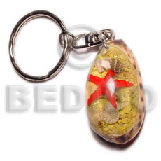 sigay  laminated seahells / can be personalized  text inside - Keychain