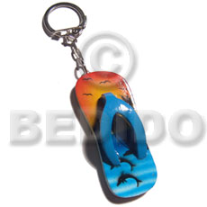 60mmx27mm  colorful beach slippers keychain / can be ordered  customized text - Keychain