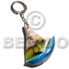 57mmx50mm  colorful sailboat keychain / can be ordered  customized text - Keychain