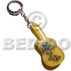 60mmx25mm yellow resin guitar Keychain