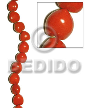 kukui seed / orange / 16 pcs. per strand - Kukui Lumbang Nuts Beads