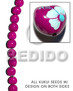 hand made Kukui seed fuschia Kukui Lumbang Nuts Beads