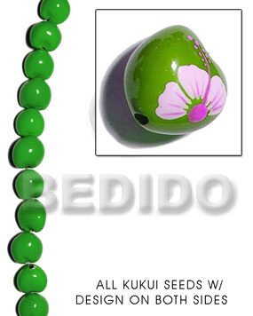 hand made Kukui seed forest green Kukui Lumbang Nuts Beads