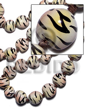 kukui seeds in animal print / tiger /16 pcs. - Kukui Lumbang Nuts Beads