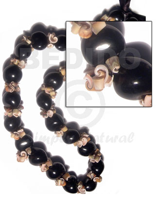 hand made Black kukui nut green Kukui Necklace