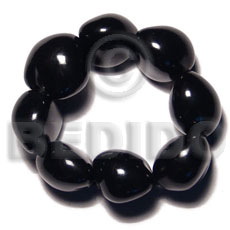 hand made Elastic 9 pcs. black kukui Kukui Nut Bracelets