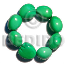 elastic 9 pcs. kukui nuts  bracelet / lime green - Kukui Nut Bracelets