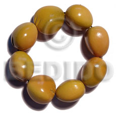 elastic 8 pcs. kukui nuts  bracelet / golden yellow - Kukui Nut Bracelets