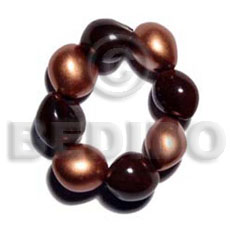 elastic 8 pcs. kukui nuts black &  bronze combination - Kukui Nut Bracelets