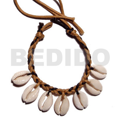 hand made Sigay shells in braided wax Leather Bracelets