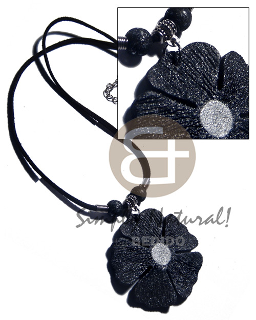 50mm Flower Black Textured Painted