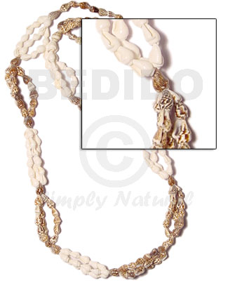 Bomba-white and tiger nassa length Leis