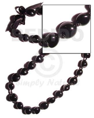 Black kukui nuts ribbon lei Leis