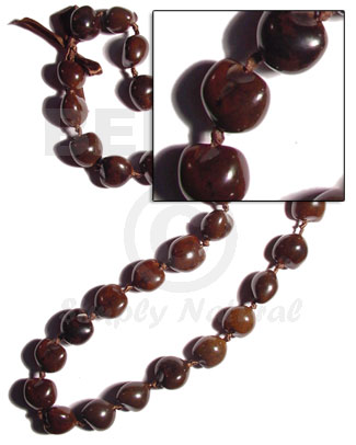 Brown Kukui Nuts Ribbon Lei