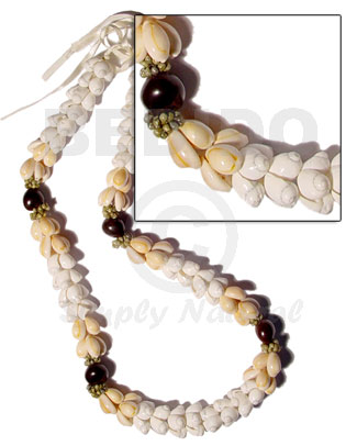 shell lei - kukui seeds, mongo shell, moon shell and sigay combination - Leis