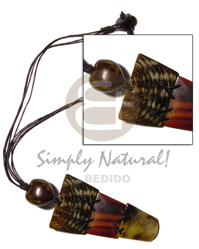 3 shells/blacklip  skin w=50mmx40mmx h=30mm/blacktab w=30mmx20mm  h=17mm / brownlip tiger w=20mmx18mm h=20mm  wax cord pendant & kukui nut accent on wax cord - Long Endless Necklace