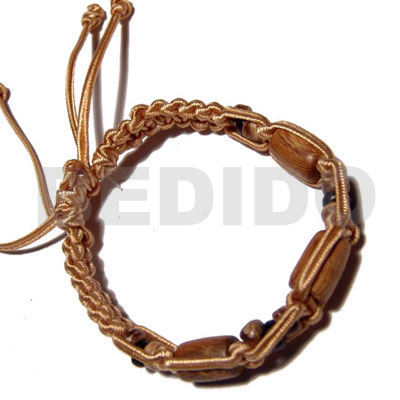 hand made Tube wood beads in macrame Macrame Bracelets
