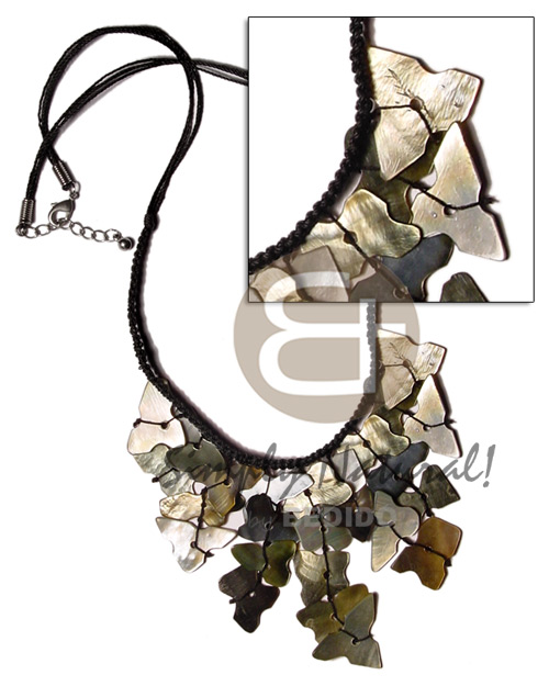 black macrame  dangling black lip shell-cleopatra - Macrame Necklace