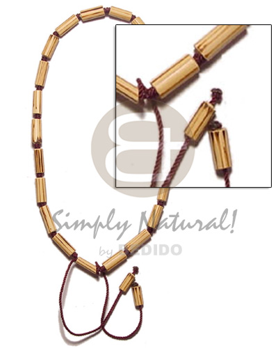 bamboo macrame  splashing wood burning - Macrame Necklace