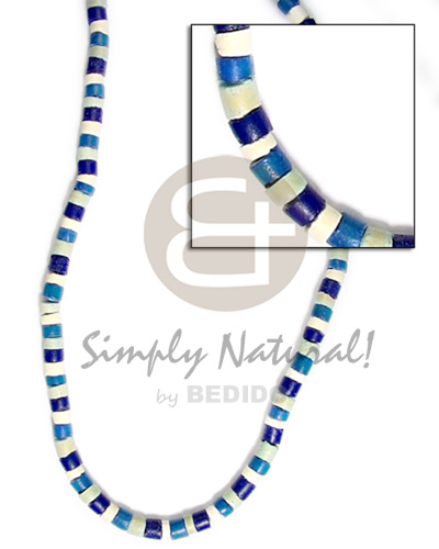 hand made 4-5mm coco heishe wht royal blue light Mens Necklace