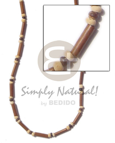 hand made 2-3 mm light brown bamboo Mens Necklace