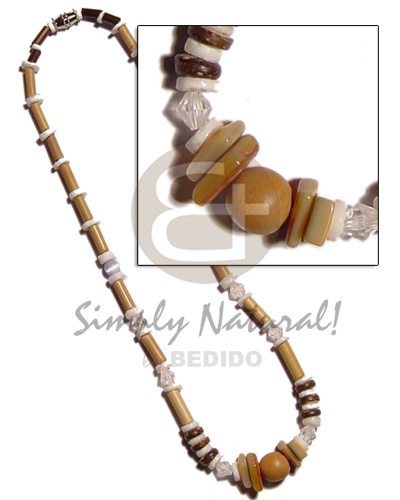 hand made Bamboo white clam acrylic crystals Mens Necklace