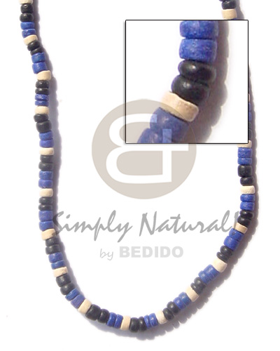 hand made 4-5 coco pukalet black royal blue Mens Necklace