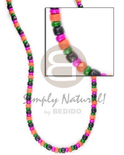 4-5mm coco pokalet. black green melon pink combination Mens Necklace