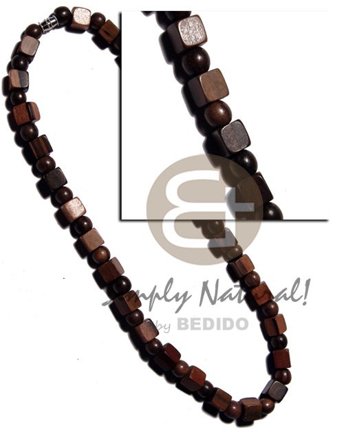 round camagong tiger wood beads  dice camagong tiger combination - Mens Necklace