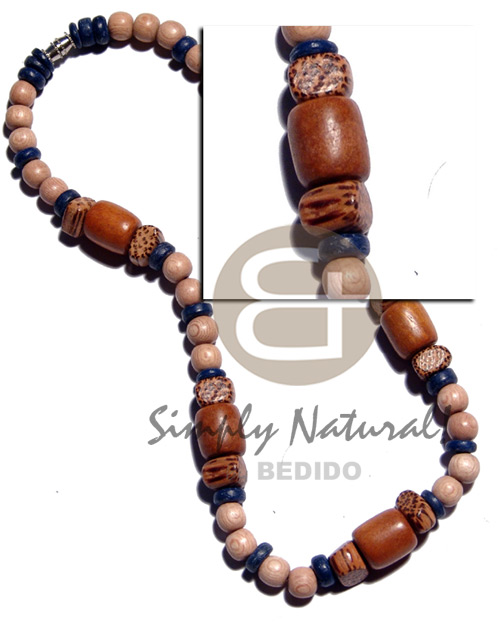 8mm rosewood palmwood barrel Mens Necklace