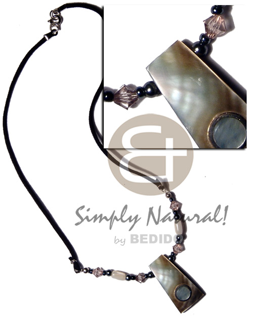 hand made 32mmx18mm blacklip shell inlaid Mens Necklace