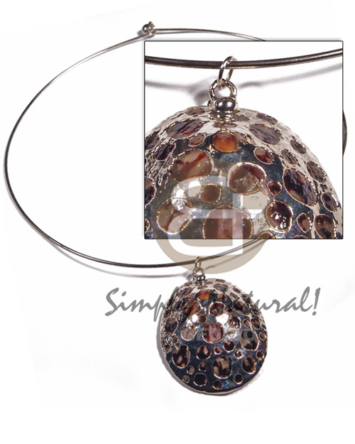 hand made Silver hoop oval limpit Molten Metal Necklace