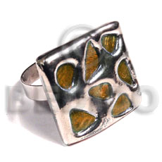 Glistening orange abalone Molten Metal Rings