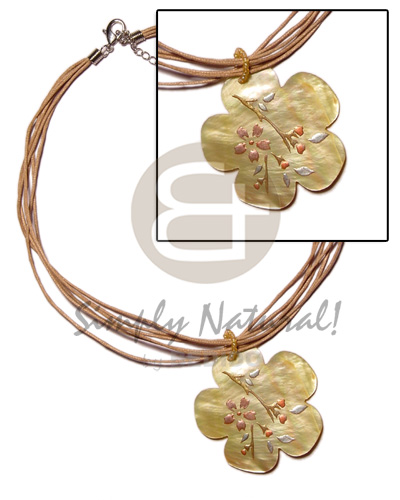 hand made 6 layer mocca wax cord Multi Row Necklace