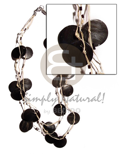 hand made 3 rows raffia in graduated Multi Row Necklace