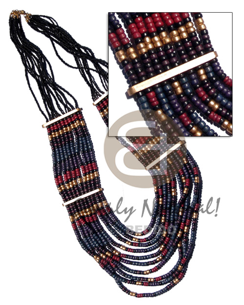 10 rows 4-5mm coco pokalet. Multi Row Necklace