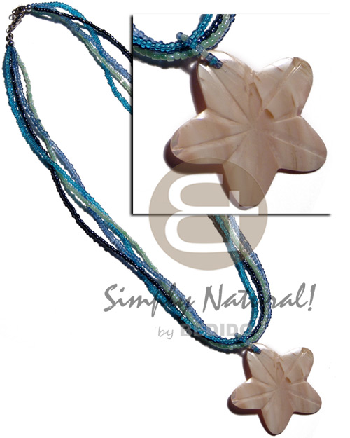 hand made 3 layers glass bead Multi Row Necklace