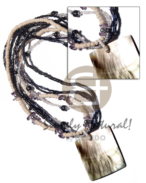 hand made Black white 5 layers Multi Row Necklace