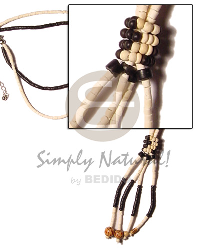 4 tassle bleach black 2-3mm coco Multi Row Necklace