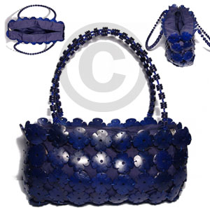 hand made Navy blue coco flowers Native Bags